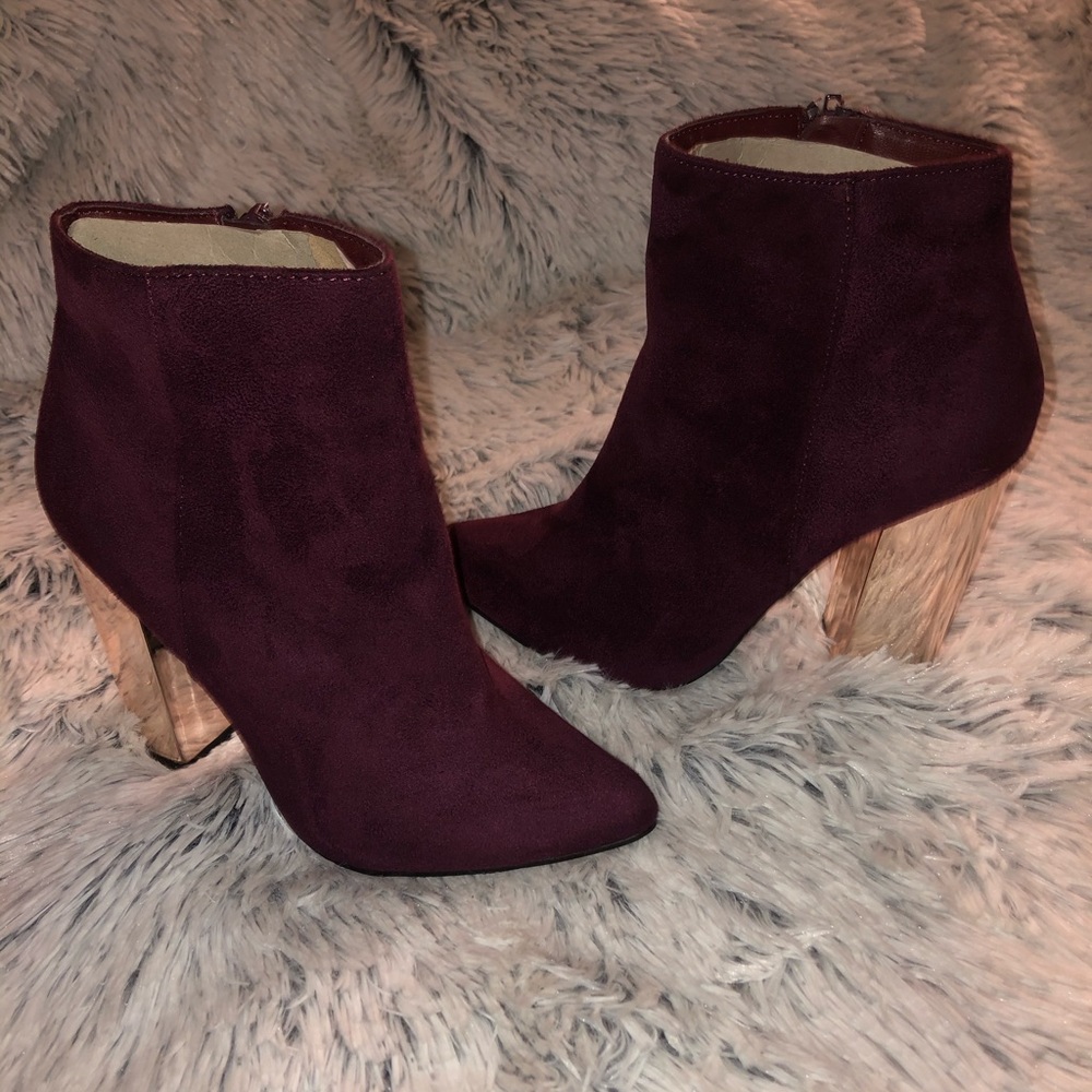 Purple booties.